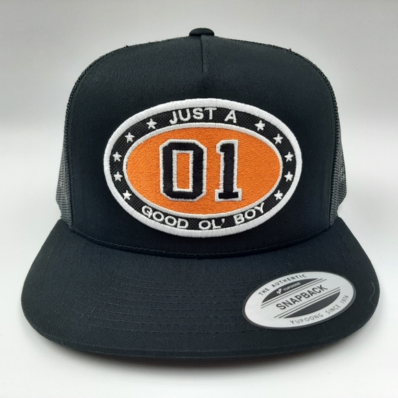 Dukes of Hazzard Flat bill Trucker Mesh Snapback Cap Hat Black Embroidered Patch - Picture 2 of 4